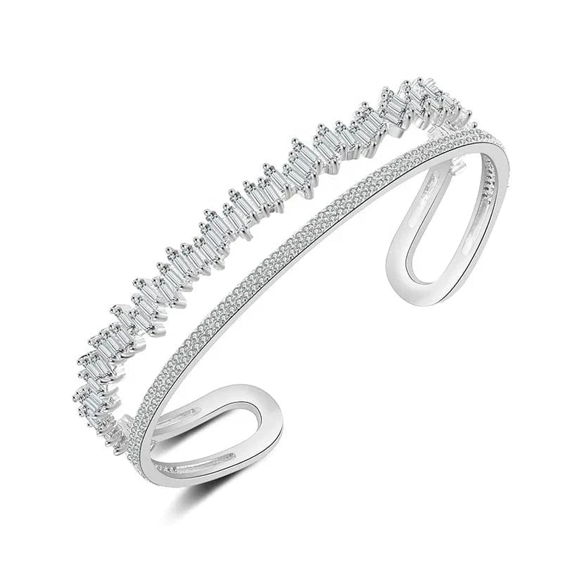 white gold plating RAKOL BP167 silver crystal bangle cubic zirconia bangle for women