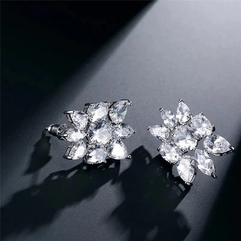White gold RAKOL SP220 Party Wedding Big Full Diamond CZ Crystal Stone Four Piece Jewelry Set