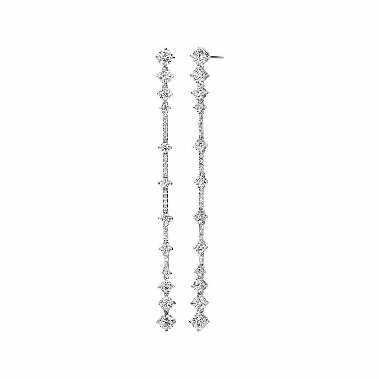 White gold Rochime linear long earrings  925 sterling silver gold plated 5a zircon jewelry for women