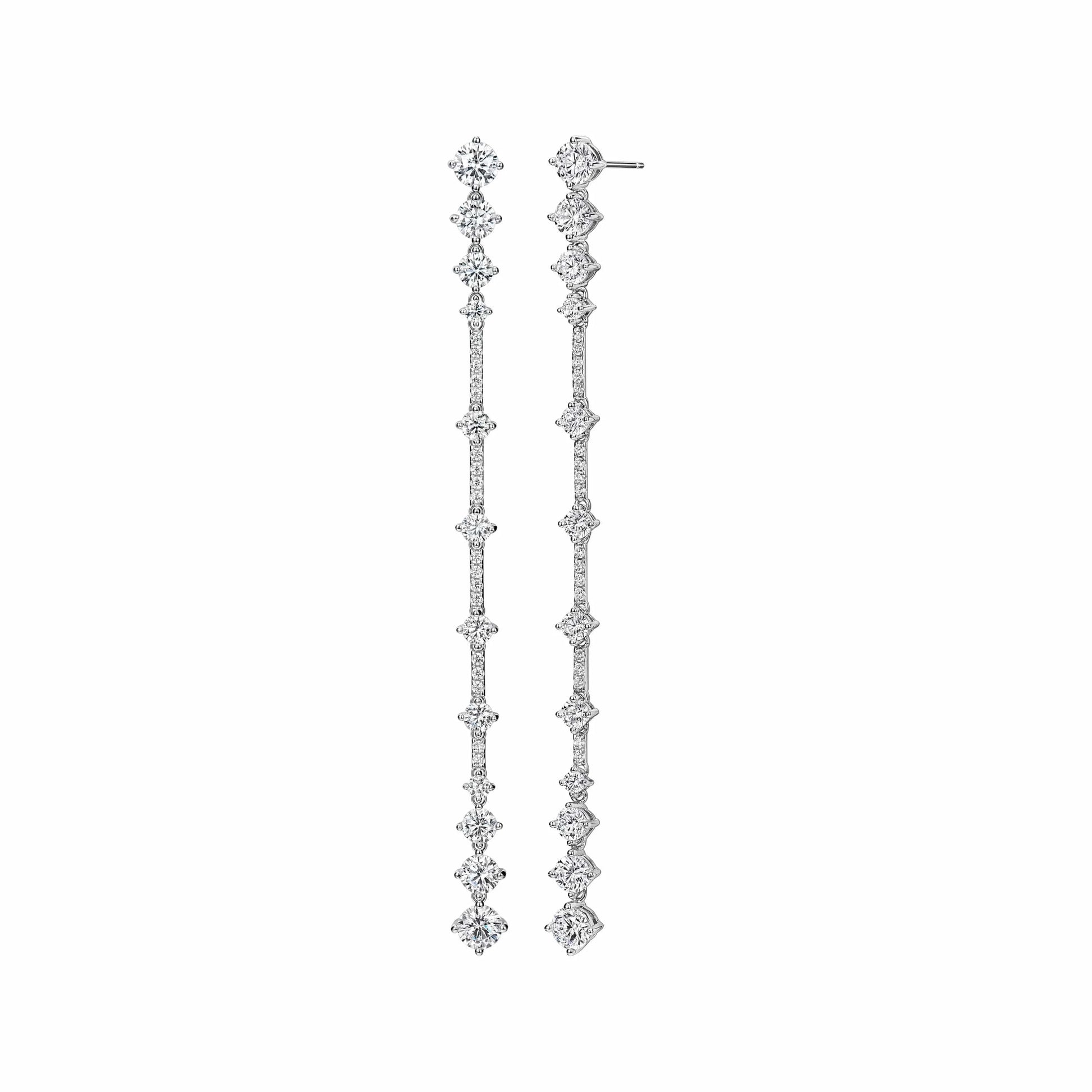 White gold Rochime linear long earrings  925 sterling silver gold plated 5a zircon jewelry for women