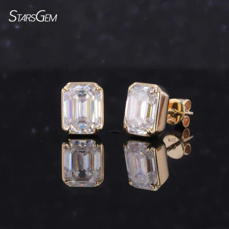 White gold / S925 2024 new design Luxury ear rings women sterling silver 925 windmill cut emerald moissanite earrings