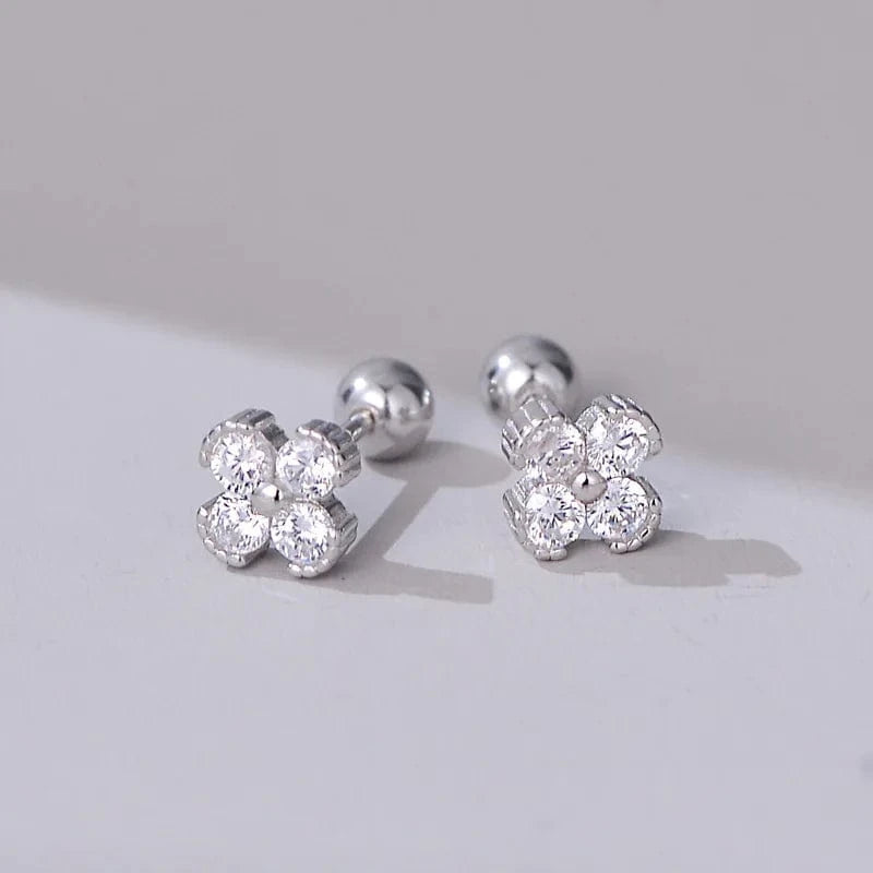 White Hot Sale Pure Fine Earrings Zircon Ear stud S925 Sterling Silver CZ Flower Trendy Stud Earrings Jewelry For Women gift jewelry
