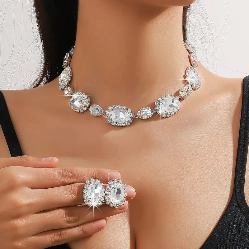 White Hoyon Colorful Multi-style Bridal rhinestone Jewelry Set Necklace Earrings Set Wedding crystal Jewelry for woman