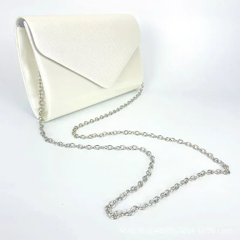 White Luxury Design Women's Evening Bag Ladies Day Clutch Envelope Handbag Daily Clutch Wedding Party Bling Gold Chain Crossbody Bags