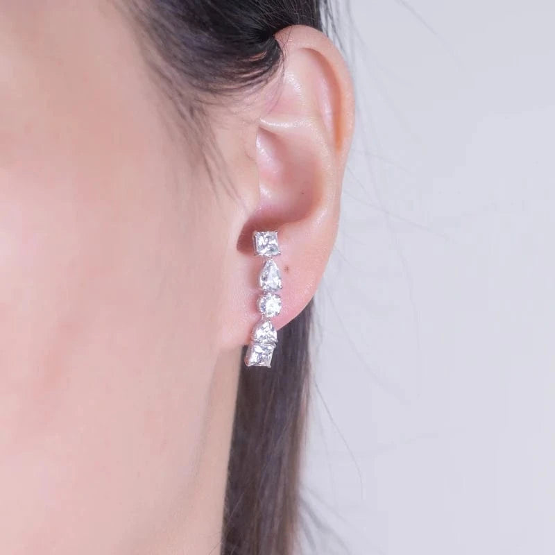 White Messi Gems jewelry gift high quality 18K  gold color earring moissanite  stud earring