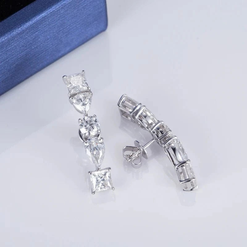 White Messi Gems jewelry gift high quality 18K  gold color earring moissanite  stud earring