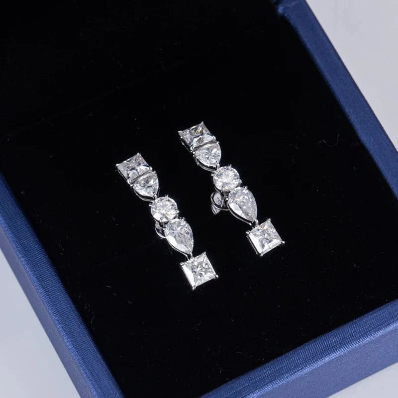 White Messi Gems jewelry gift high quality 18K  gold color earring moissanite  stud earring