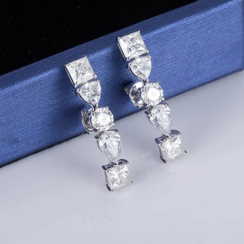 White Messi Gems jewelry gift high quality 18K  gold color earring moissanite  stud earring