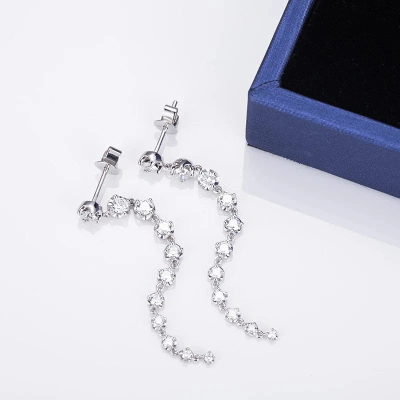 White Messi Gems   Lady Gift Moissanite Jewelry 14k Gold Moissanite  Drop Earring
