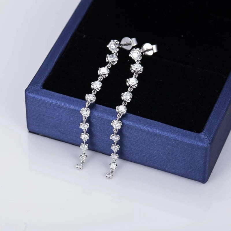 White Messi Gems   Lady Gift Moissanite Jewelry 14k Gold Moissanite  Drop Earring