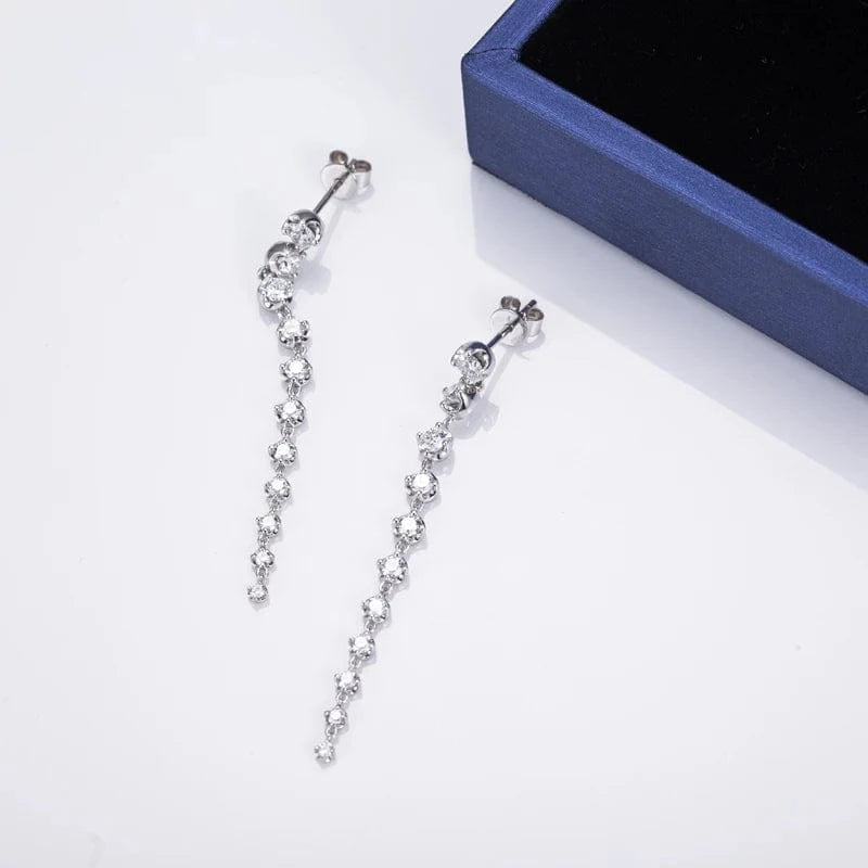 White Messi Gems   Lady Gift Moissanite Jewelry 14k Gold Moissanite  Drop Earring