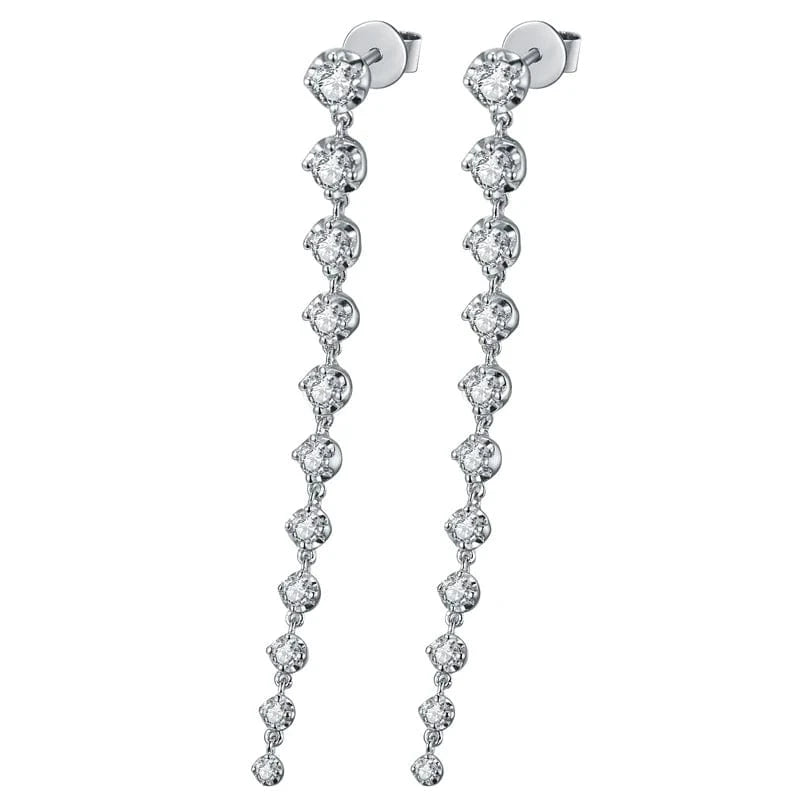 White Messi Gems   Lady Gift Moissanite Jewelry 14k Gold Moissanite  Drop Earring