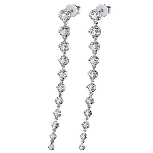 White Messi Gems   Lady Gift Moissanite Jewelry 14k Gold Moissanite  Drop Earring