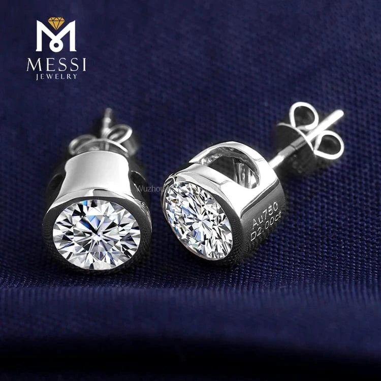 White Messi jewelry 18k solid gold latest fashion wedding jewelry earring