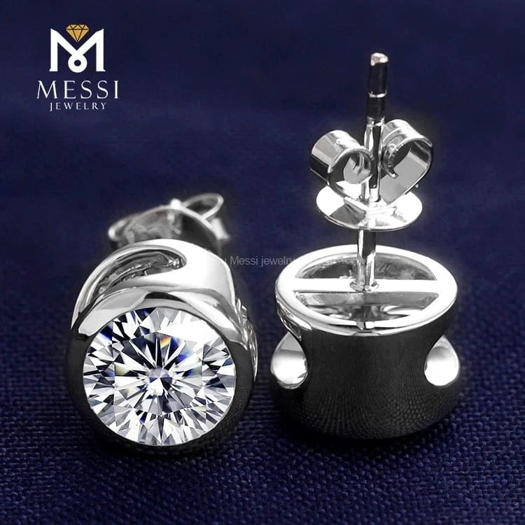 White Messi jewelry 18k solid gold latest fashion wedding jewelry earring