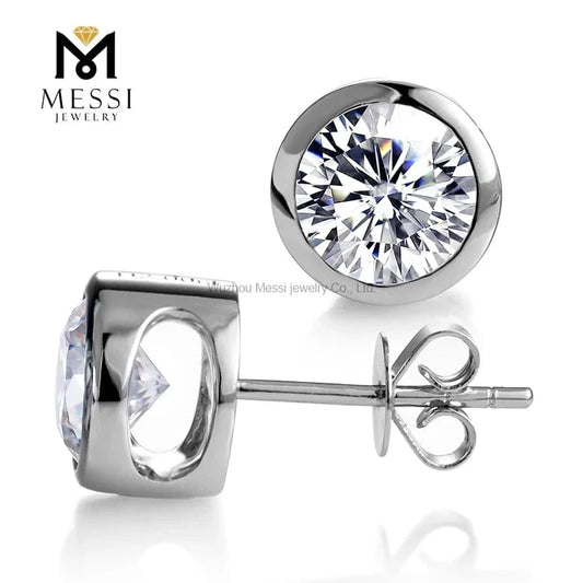 White Messi jewelry 18k solid gold latest fashion wedding jewelry earring