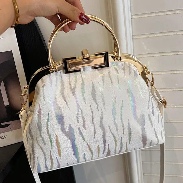 White New Retro Women's Lock Chic Handbags Evening Clutch Designer Brand Lady Shoulder Bags Shell Clip Black White Pink Crossbody Bag