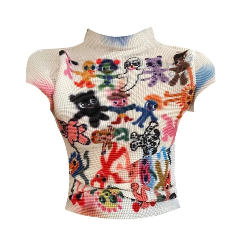 White / One Size Women's T-shirt Harajuku Korean Y2k Graphic Print Short Sleeve Tee Top Clothes Fashion Vintage Streetwear O-Neck T-shirts Summer