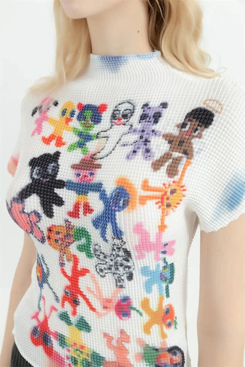 White / One Size Women's T-shirt Harajuku Korean Y2k Graphic Print Short Sleeve Tee Top Clothes Fashion Vintage Streetwear O-Neck T-shirts Summer
