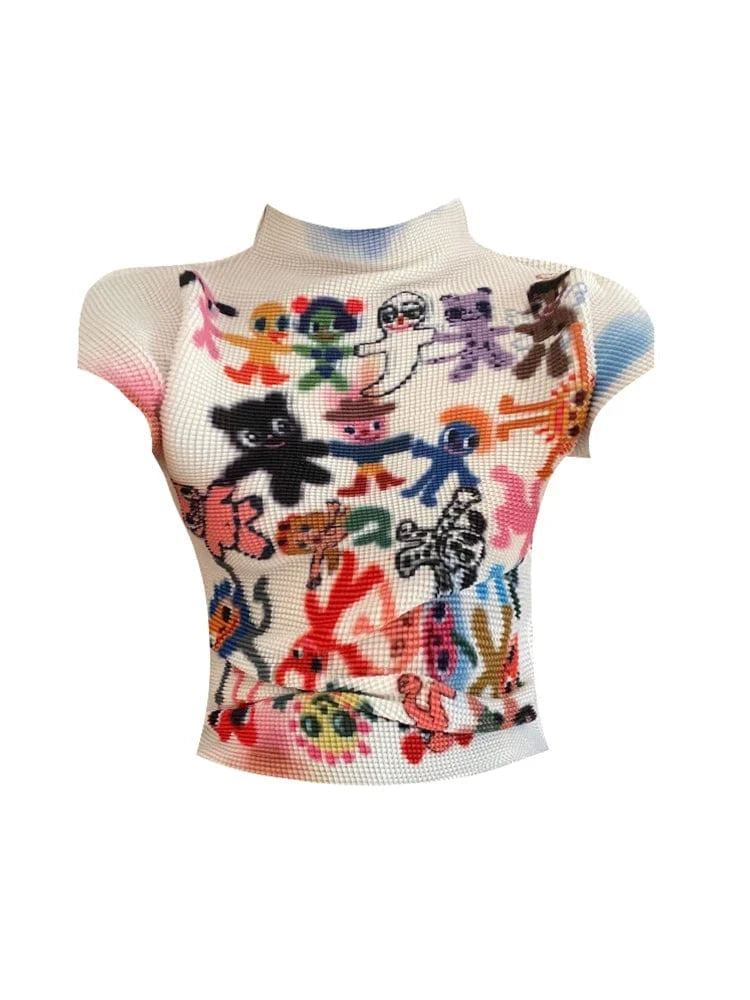 White / One Size Women's T-shirt Harajuku Korean Y2k Graphic Print Short Sleeve Tee Top Clothes Fashion Vintage Streetwear O-Neck T-shirts Summer