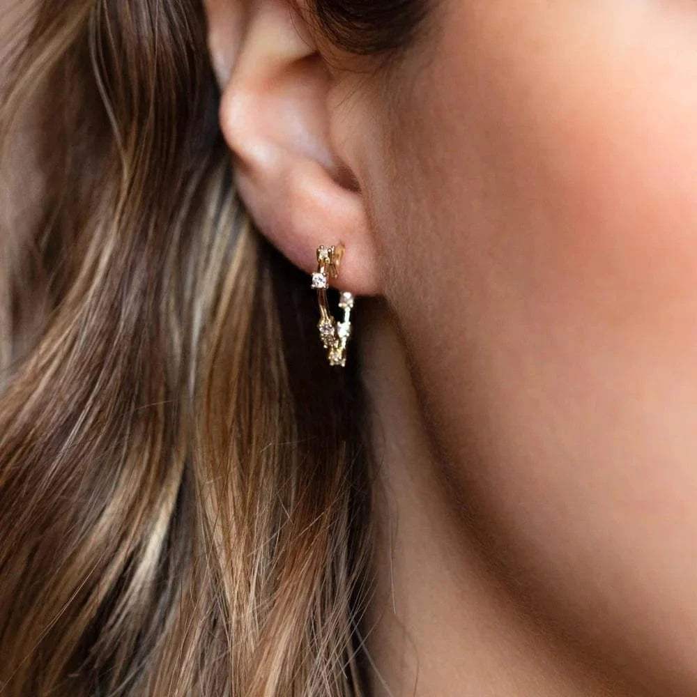 white rainbow cz hollow Heart hoop earring gold plated simple lover gift fashion women jewelry