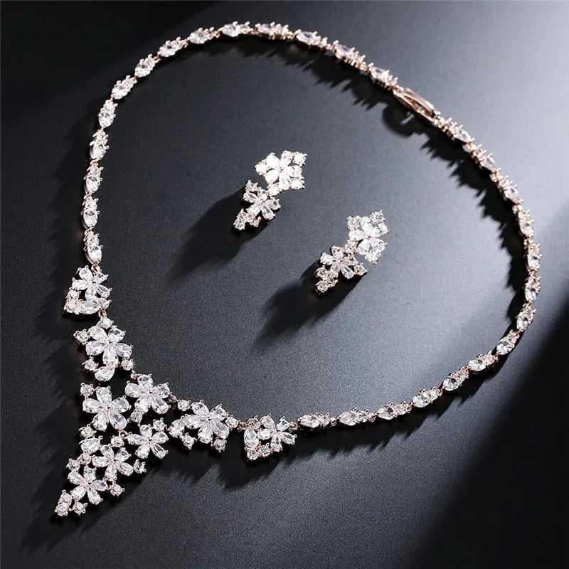 White RAKO SP255  diamond zircon fine   wedding bridal jewelry sets  18K gold plated fine jewelry sets