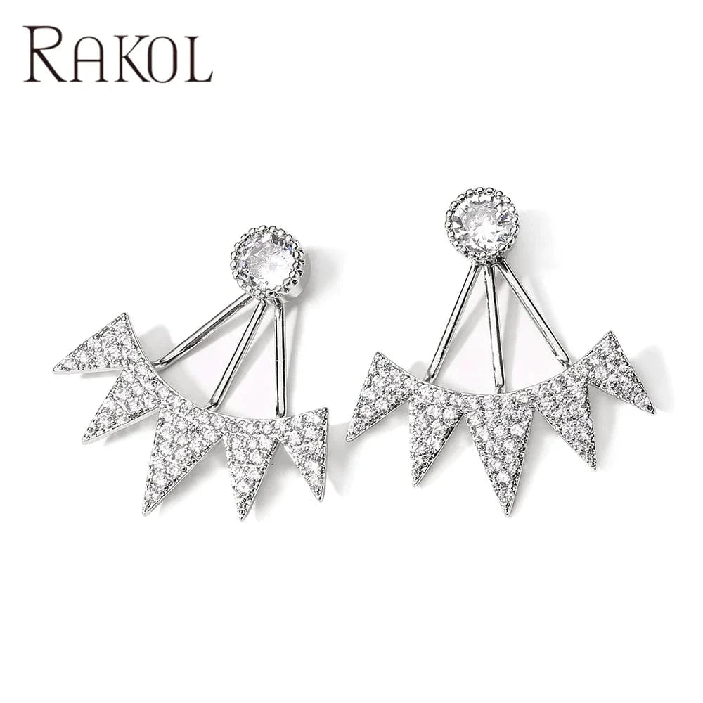 White RAKOL EP1076 2022 new hot sell gold plated  bridal wedding ladies fashion cluster stud fine designer luxury earrings jewelry