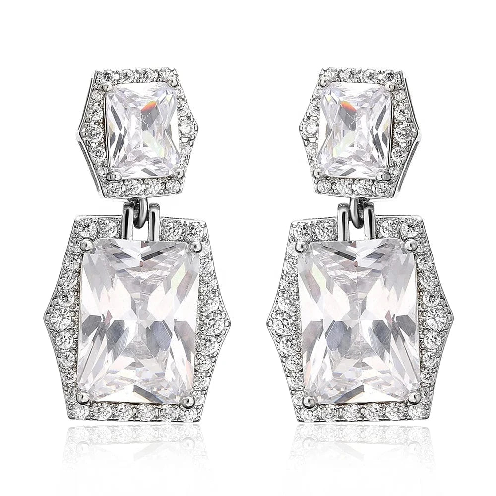 White RAKOL EP1095 2022 luxury wedding bridal earrings big gemstone earrings crystal earrings stud