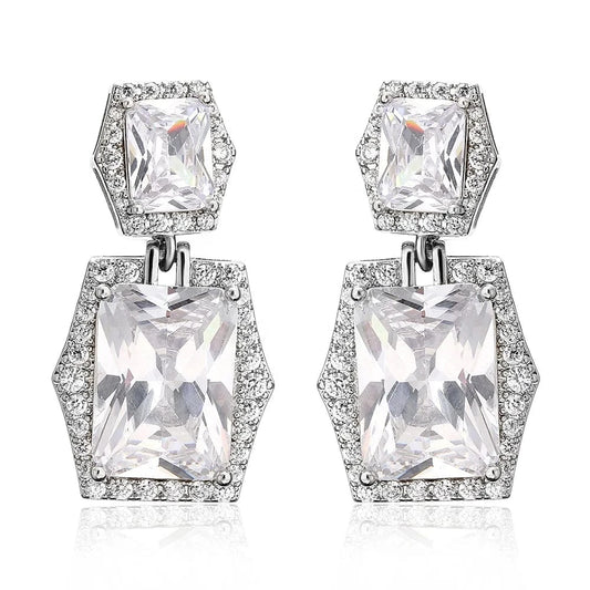 White RAKOL EP1095 2022 luxury wedding bridal earrings big gemstone earrings crystal earrings stud
