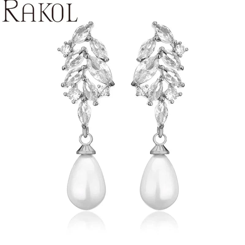 White RAKOL EP5533 Fashion Design Freshwater Pearl Silver Gold Plated Statement Pendant for Women