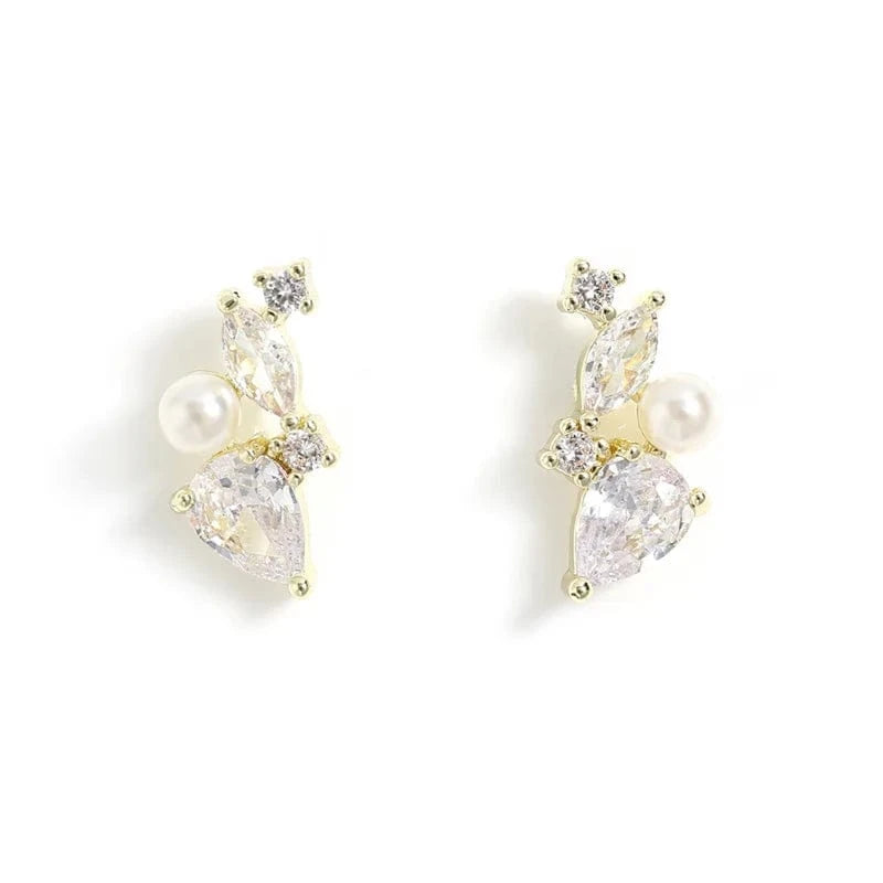 White RAKOL  EP6097 Yellow Horse Eye Pearl Exquisite and Small Earrings Water Proof Stainless Steel  Stud Earrings with Unique Charm