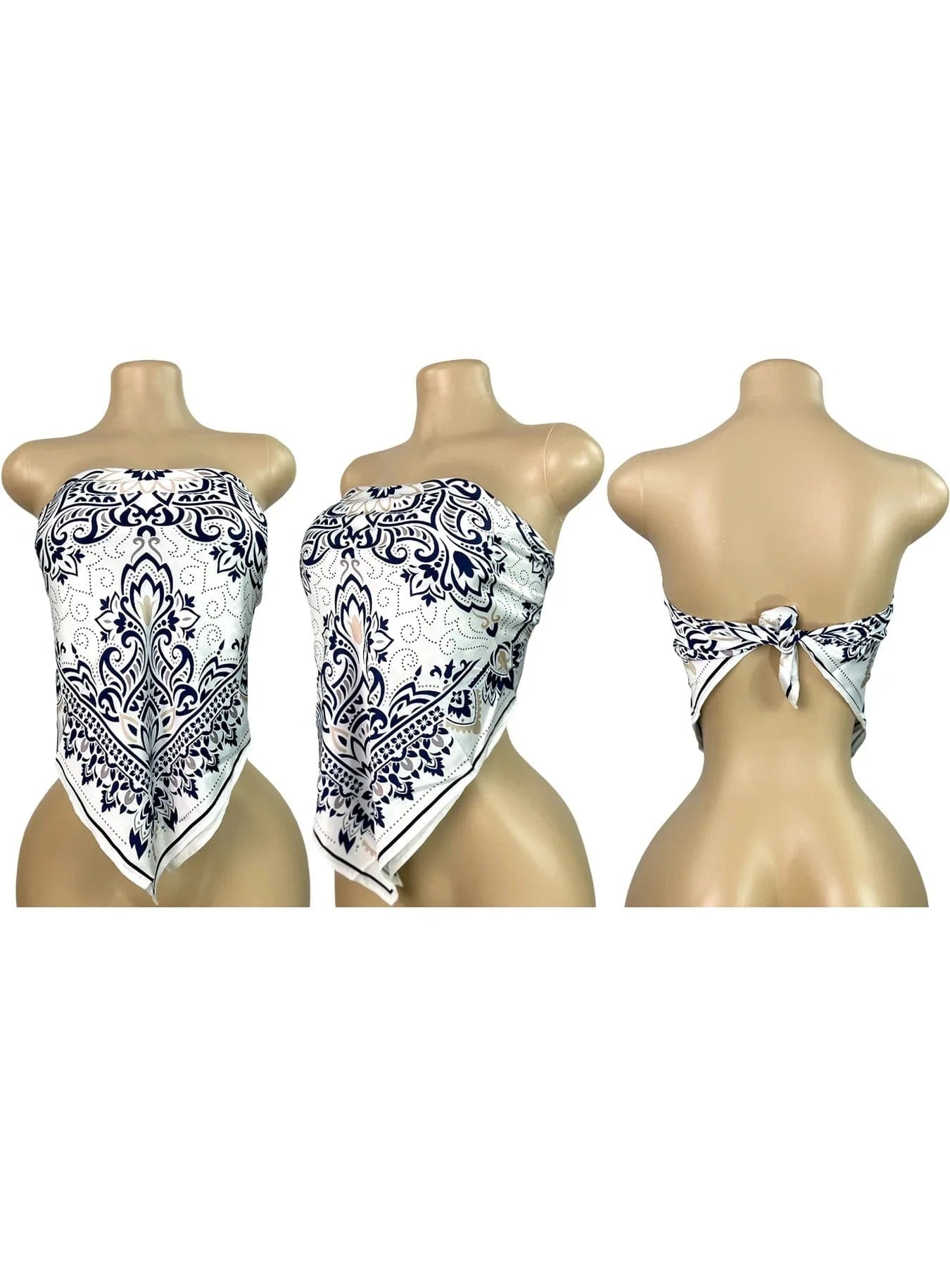 White Scarf / S 2025 Summer 2 Piece Set Woman Outfits Backless Print Scarf Tops and Shorts Suits Streetwear Sexy Club Two Piece Matching Sets
