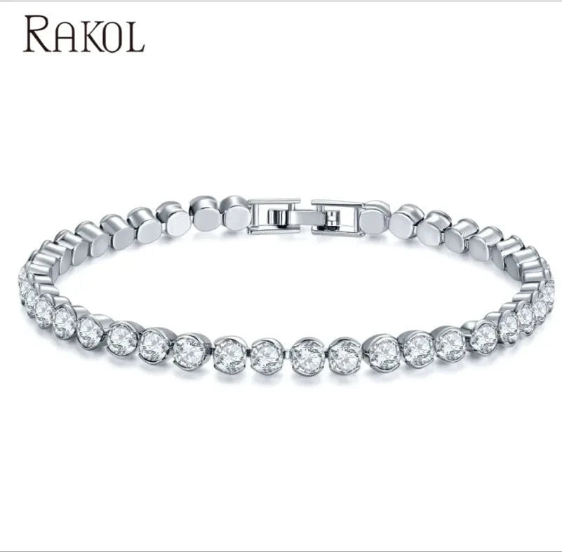 white stone RAKOL APCZB005 new design AAA cubic zircon round stone charm bracelets