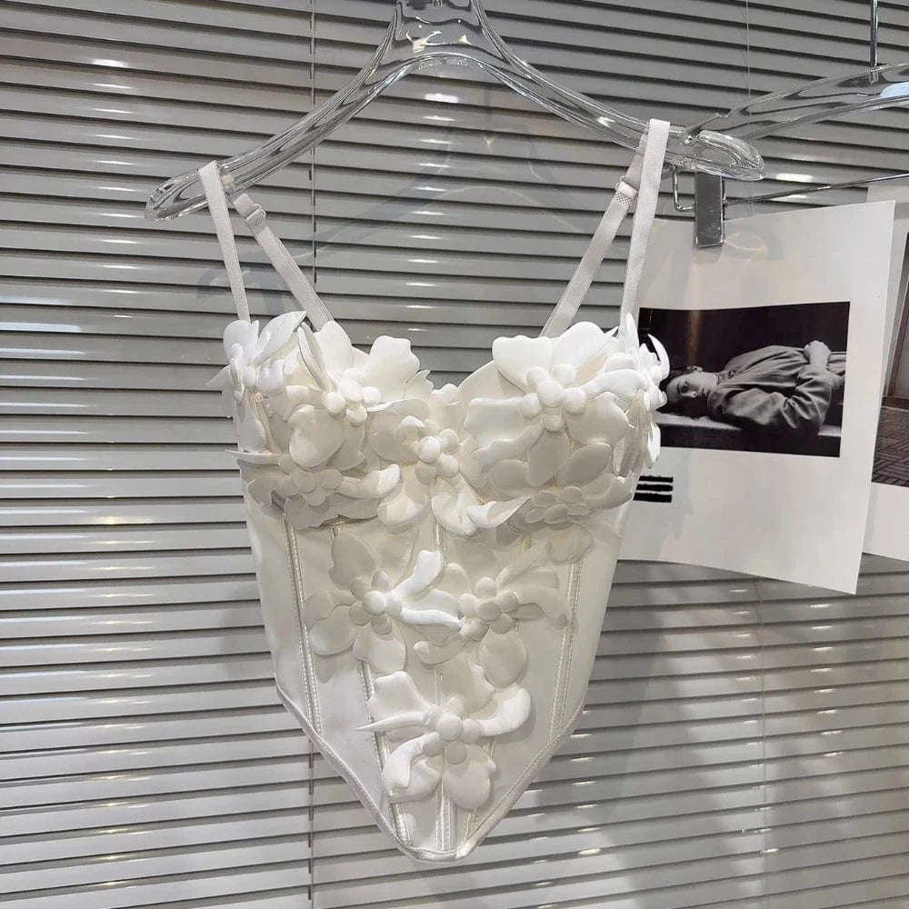 WHITE / XL VGH Summer Spliced Appliques Vest for Owmen Square Collar Sleeveless Patchwork Single Breasted Backless Hot Girl Tank Top Female