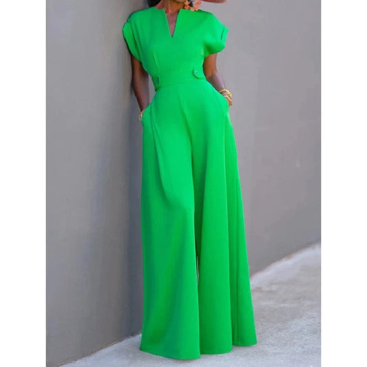 WHITE / XXL Women Black White Color Wide Leg Jumpsuits 2024 New Summer Cap Sleeves Loose Fashion Urban Casual Office Jump Suits