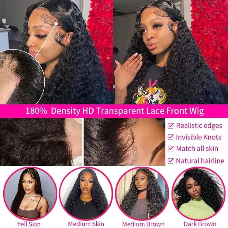 Wholesale 13x4 Transparent Swiss Lace Front Wig Vendor Virgin Hair Deep Water Curly Wave Full Lace Frontal Wigs for Black Women
