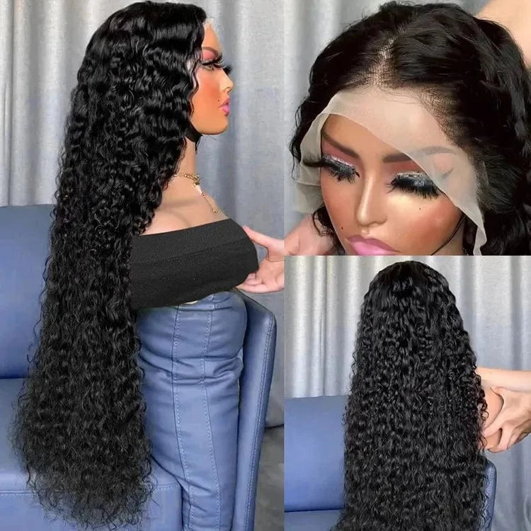 Wholesale 13x4 Transparent Swiss Lace Front Wig Vendor Virgin Hair Deep Water Curly Wave Full Lace Frontal Wigs for Black Women