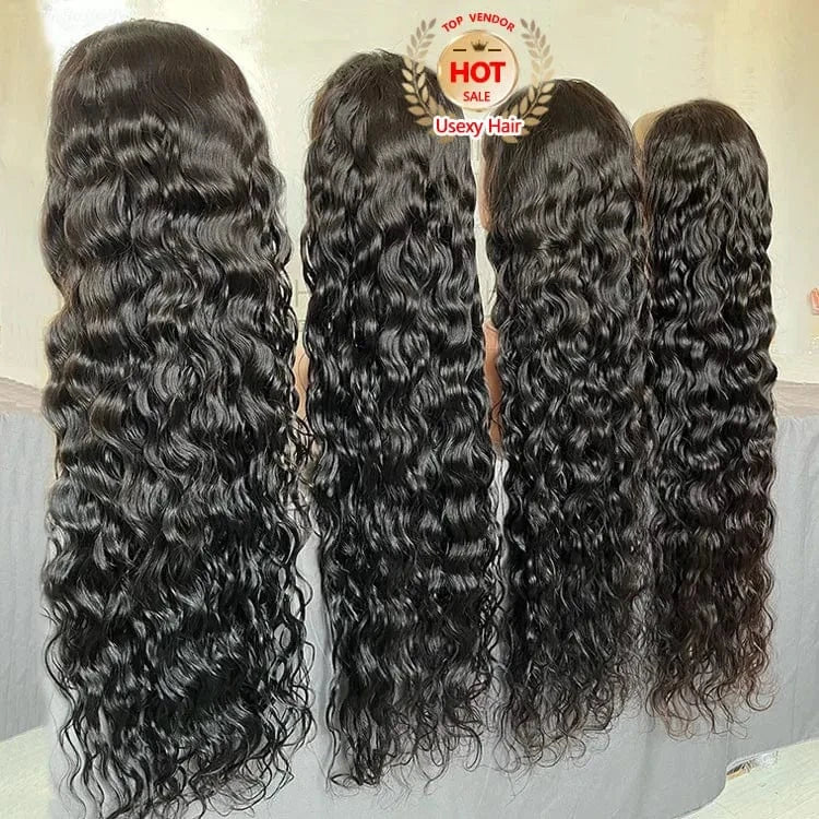 Wholesale 13x4 Transparent Swiss Lace Front Wig Vendor Virgin Hair Deep Water Curly Wave Full Lace Frontal Wigs for Black Women
