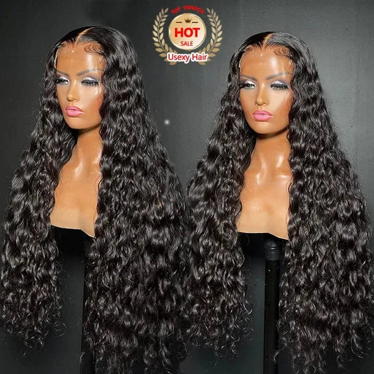 Wholesale 13x4 Transparent Swiss Lace Front Wig Vendor Virgin Hair Deep Water Curly Wave Full Lace Frontal Wigs for Black Women