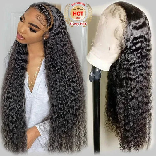 Wholesale 13x4 Transparent Swiss Lace Front Wig Vendor Virgin Hair Deep Water Curly Wave Full Lace Frontal Wigs for Black Women