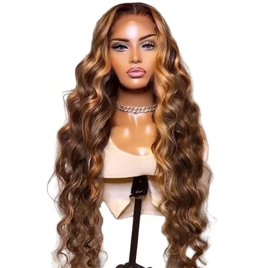 Wholesale 150% Highlight P4/27 Piano Color Human Hair With Baby Hairline Body Wave 13*4 Inch Wig For Black Women