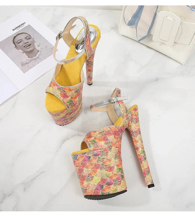 Wholesale 20 CM Stiletto Strippers Ankle Strap Platform Sandals Ladies High Heel Women's Pole Dance Shoes Heeled Sandals