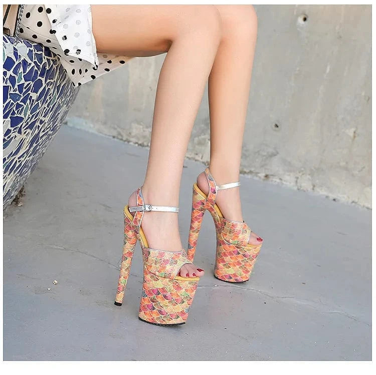 Wholesale 20 CM Stiletto Strippers Ankle Strap Platform Sandals Ladies High Heel Women's Pole Dance Shoes Heeled Sandals