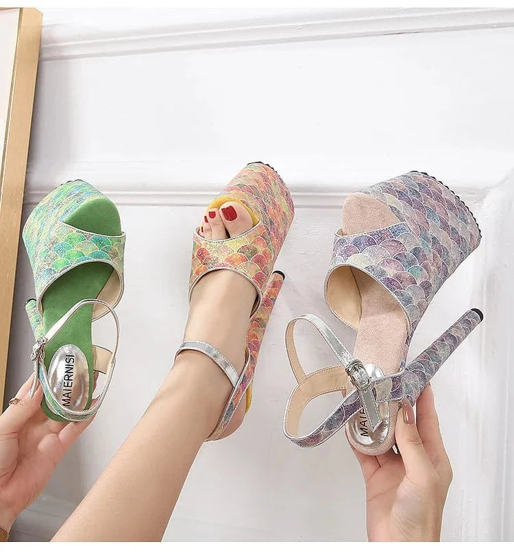 Wholesale 20 CM Stiletto Strippers Ankle Strap Platform Sandals Ladies High Heel Women's Pole Dance Shoes Heeled Sandals