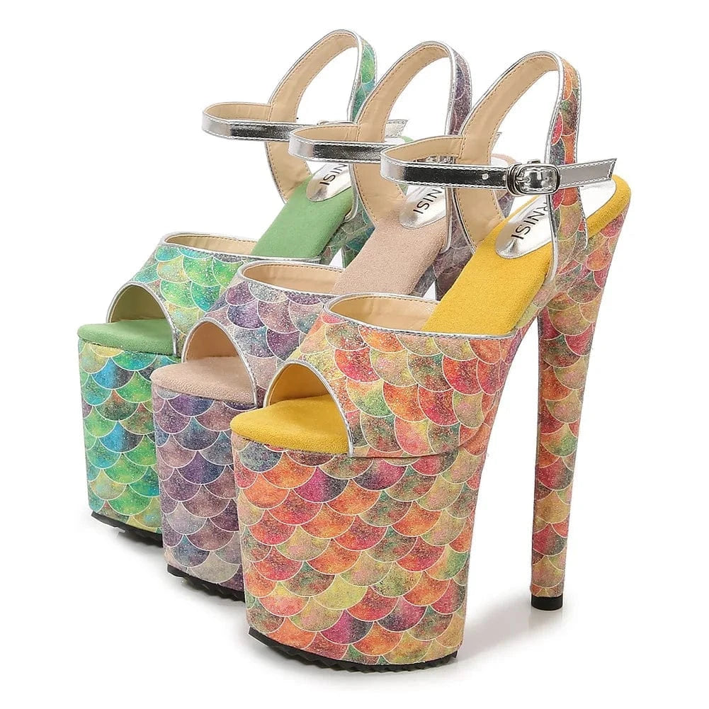 Wholesale 20 CM Stiletto Strippers Ankle Strap Platform Sandals Ladies High Heel Women's Pole Dance Shoes Heeled Sandals