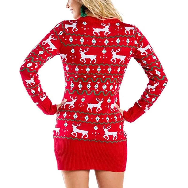 Wholesale 2024 Adults Merry Christmas Clothes Winter Fall Ladies Knit Ugly Sweater Dresses Short Christmas Dress For Women