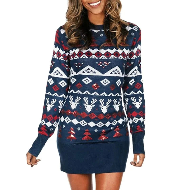 Wholesale 2024 Adults Merry Christmas Clothes Winter Fall Ladies Knit Ugly Sweater Dresses Short Christmas Dress For Women