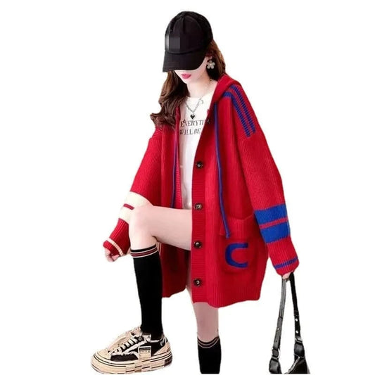 Wholesale 2024 autumn new arrival plus size loose fit batwing sleeve open front hoodies sweater coat