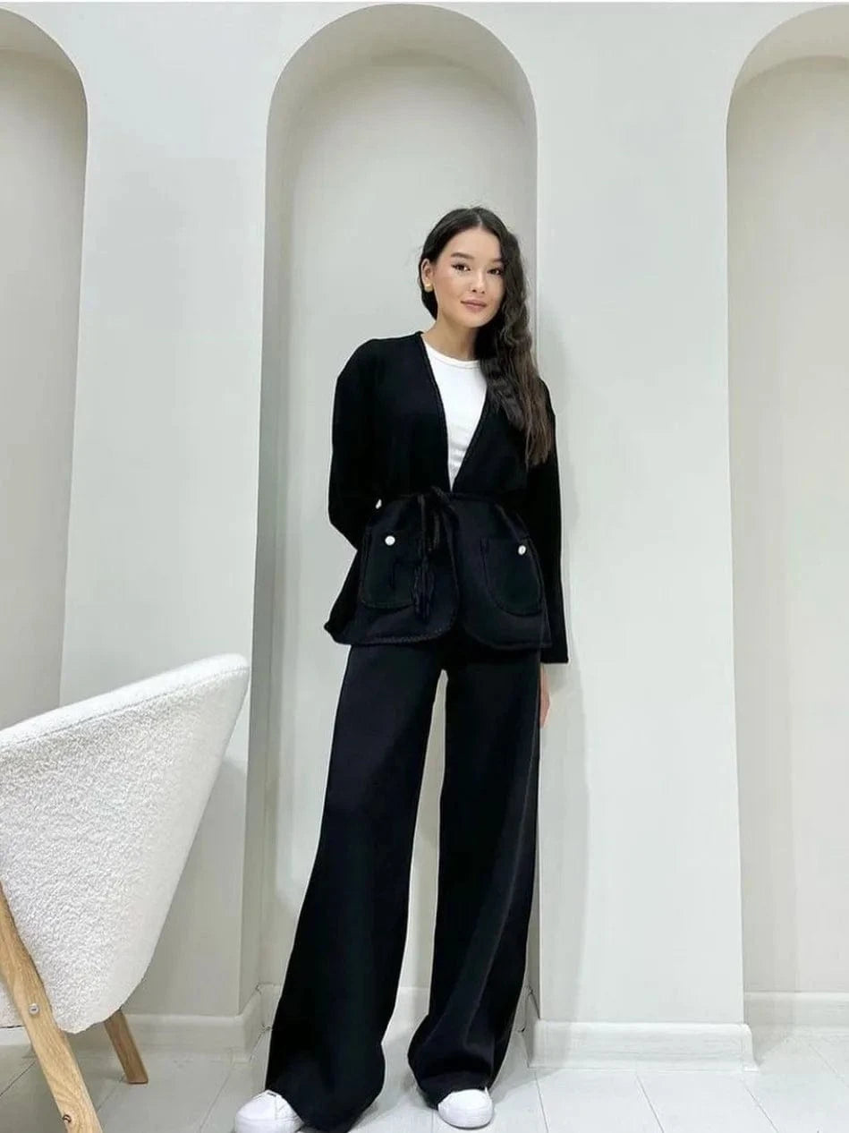 Wholesale 2024 Autumn New Loose Relaxed Dress Small Fragrant Knitted Two Piece Womens Set