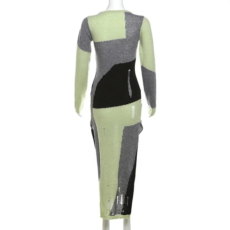 wholesale 2024 fashion casual  ropa mujer patchwork long dresses sexy sweater women elegant dresses